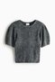 Knitted puff-sleeved top