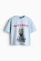 Oversized Fit Printed raw-edge cotton T-shirt - 6