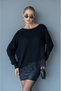 Boat Neck Lace Hem Detail Asymmetrical Cut Long Sleeve Oversize Knitwear Sweater Aw26Kz00033 - 3