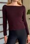 Madonna Collar Off-The-Shoulder Slim Fit Long Sleeve Basic Knitwear Sweater Aw26Kz00032 - 4