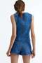 Tie-front denim waistcoat - 6
