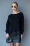 Boat Neck Lace Hem Detail Asymmetrical Cut Long Sleeve Oversize Knitwear Sweater Aw26Kz00033 - 4