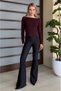 Madonna Collar Off-The-Shoulder Slim Fit Long Sleeve Basic Knitwear Sweater Aw26Kz00032 - 3