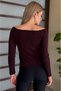 Madonna Collar Off-The-Shoulder Slim Fit Long Sleeve Basic Knitwear Sweater Aw26Kz00032 - 2
