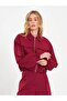 Women's Burgundy Crop Bomber Jacket with Zipper Pockets, Elastic Waist, Long Sleeves, Plain - 4