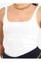 Women's Ecru U-Neck Thin Strap Plain Patterned Fitted Summer Tank Top - 8