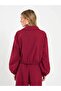 Women's Burgundy Crop Bomber Jacket with Zipper Pockets, Elastic Waist, Long Sleeves, Plain - 8