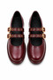 Avelella Burgundy Rustic Women's Daily Stylish Double Helmet Buckle Flat Casual Moccasin Loafer Shoes - 2