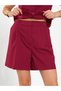 Women's Burgundy City Short Single Pleated High Waist Woven Shorts with Side Pockets - 8