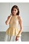 Women's Yellow Halter Neck Backless Flounce Woven Summer Blouse - 6
