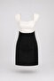 Black and White Square Neck Lined Mini Dress - Stylish and Elegant Event & Cocktail Dress - 3