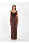 Women's Coffee Color U-Neck Thin Strap Plain Patterned Fitted Summer Tank Top - 2