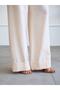 Women's Cream Vest Trousers Set Lace Detailed V-Neck Buttoned Wide Leg - 4