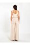 Women's Beige Sleeveless Square Neck Thick Strap Slim Fit Viscose Blended Body Blouse - 4