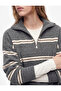 Sheep Wool Blended Comfortable Fit Long Sleeve Half Zipper Striped Knitwear Sweater - 4