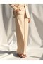 Women's Stone High Waist Wide Leg Long Side Pockets Straight Woven Flowy Pants