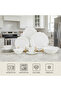 SAFY 32-Pc New Bone China Dinner Set for 6 People - White with Gold-Plated Border - 4