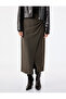 Normal Waist Draped Slit Detailed Midi Double Breasted Pencil Skirt - 3