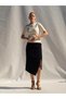 Women's Ecru Short Sleeve Crew Neck Slim Knitwear Slim Fit Regular Length Blouse - 5