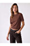 Viscose Blended Crew Neck Short Sleeve Knit Sweater - 2