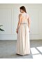 Women's Beige Lace Detailed U-Neck Strap Slim Fit Viscose Blouse - 7