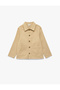 Cotton Classic Collar Pocket Detailed Long Sleeve Buttoned Gabardine Shirt Jacket