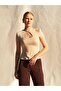 Women's Stone Short Sleeve High Collar Chinese Closure Low-Cut Knitted Blouse - 2