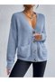Women's V-Neck Buttoned Knitwear Cardigan with Pockets Long Sleeve Casual Knitted Cardigan - 7