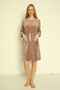 Women's Cotton Velvet Zippered Winter Dress / Mink 3820 - 4