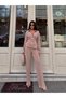 Women's Dusty Rose Waist Tie Detailed Zippered Top and Bottom Set