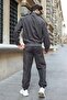 Smoked Zipper Detailed Stand Collar Fleece Men's Tracksuit Set E7372 - 3