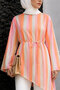 Asymmetrical Tunic with Vertical Stripe Detail Tsd260276 Orange - 4