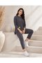 Women's Crew Neck Asymmetrical Cut Basic Blouse and Comfortable Fit Pants Two-Piece Set - 2