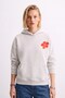 Women's Hooded Floral Printed Sweatshirt - Snow Melange - 3