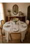 6-Person Embroidered Linen Ruffled Placemat, Runner, and Serving Napkin Set - 5