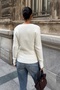 Women's Ecru Crew Neck Buttoned Ultra Soft Knitwear Sweater - 8