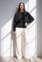 Women's Long Sleeve Sweatshirt with Waist Detail - Black - 2