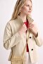 Women's Stand Collar Pocket Jacket - Stone - 4