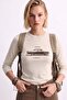 Women's Car Printed Long Sleeve Bodysuit - Cream