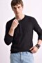 Men's Collared Long Sleeve T-Shirt - Black