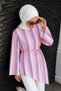 Vertical Stripe Detailed Asymmetrical Tunic Tsd260276 Pink - 2