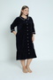 Women's Plus Size Cotton Buttoned Dress / Navy Blue 3917 - 4