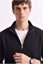 Men's Half-Zip Stand Collar Sweatshirt - Black - 3