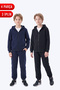3 Thread Plain Boys' Zippered Hooded 2-Piece Tracksuit Set 4 Pieces