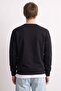 Men's Long Sleeve Sweatshirt with Chest Print Detail - Black - 4