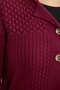 Shawl Collar Long Buttoned Knitwear Cardigan - Burgundy - 5