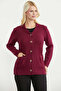 Shawl Collar Long Buttoned Knitwear Cardigan - Burgundy - 4