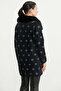Long Knit Cardigan with Faux Fur Collar - Black - 6