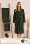 Eldy Women's Bathrobe Set 4 Pieces, 100% Cotton Certified Striped Shawl Collar Women's Bathrobe Set - Green - 2