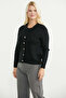 Ribbed Hooded Knit Cardigan - Black - 3